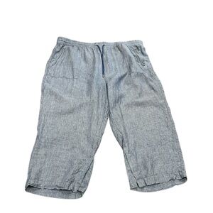 Athleta retreat blue linen pull on wide leg pants size 26